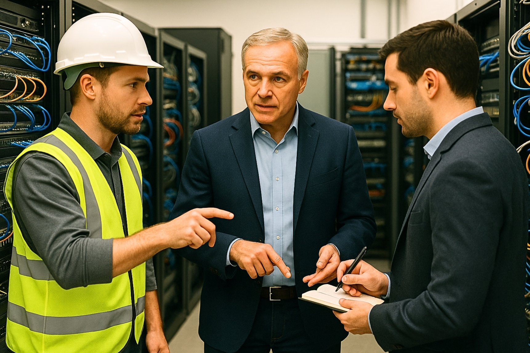 Owner and worker in conversation